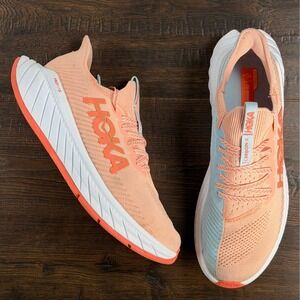 Hoka Women's Peach and Blue Carbon X3 Running Shoes 11B